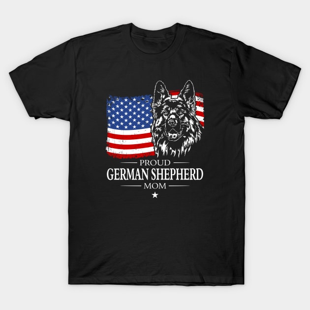 German Shepherd Mom American Flag patriotic dog T-Shirt by wilsigns